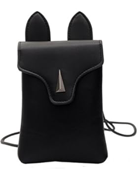 AiSi Damen/Mädchen Leder mini süß Clutch Abendtasche Handtasche Umhängetasche Geldbörse mit Schulterriehmen Hase...