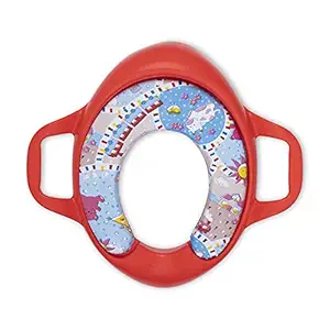 BabyPro Soft-Padded, Light Weight & Cushioned Kids Potty Seat with Handles | Fits Round & Oval Standard Toilets | Ready to use Training Toilet Seat for 9 Months + Kids, Boys and Girls ( Red )