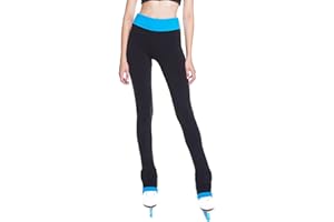LIUHUO Fille Polaire Pantalon de Patinage Artistique Noir Stretch Collants Femme Train Enfant Leggings de Ski