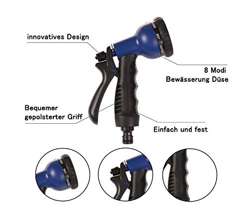 Kitclan Flexibler Gartenschlauch ( Verbesserter ), Wasserschlauch Dehnbar bis 30m mit Multifunktion Düse 8 Arten Brause für Bewässerung Gartenarbeit Autowäsche Reinigung - 6