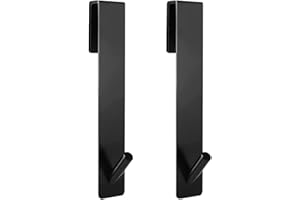 Sequpr 2 Piezas Ganchos para Mampara de Ducha, Ganchos Extendidos para Mampara Puerta de Ducha de Baño sin Marco, Colgadores Mampara Negros para Toalla de Baño Toalla