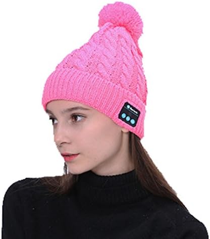Bluetooth Music Beanie, Aimetech Wireless Speaker Hat Headset Cap for Fitness Outdoor Sports, Pink
