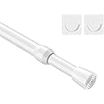 MEXAU 1Pcs Spring Tension Curtain Rod 26-39 inch Spring Tension Rods White Tension Rods Adjustable Spring Rod Extendable Tension Rod For Kitchen, Bathroom, Window, Bookshelf,Closet.