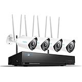 Reolink Wireless Security Camera System 1080p Full HD 4 Channel WiFi NVR Hard Drive Home Business Monitor 24/7 Stable Recording RLK4-210WB4