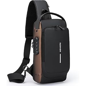 FLYNGO Sling Bag for Men Stylish Crossbody Backpack for Men & Women, Anti-Theft Chest Bag with USB Charging Port, Messenger Bags, Casual Shoulder Bag