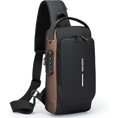 FLYNGO Sling Bag for Men Stylish Crossbody Backpack for Men & Women, Anti-Theft Chest Bag with USB Charging Port, Messenger Bags, Casual Shoulder Bag