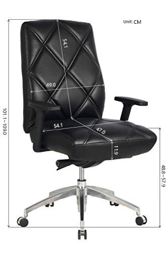VIVA OFFICE Diamond Pattern High Back Bonded Leather Office Executive Chair Adjustable Armrest, Black