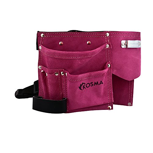 Kosma 11 Tasche Leder Tischler Werkzeug Schürze | Electrcian Werkzeugtasche – 8″ x 8″ rosa Farbe mit kostenlosem 4 Tasche Baumwolle Schürze & Maßband 3 mtr - 4