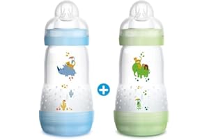 Istruzioni in lingua straniera - MAM Biberon Easy Start Anti-Colic con base aerata, set di 2 x 260 ml 2+ mesi, Tettarella flusso 2, velocita, media, Blu, verde