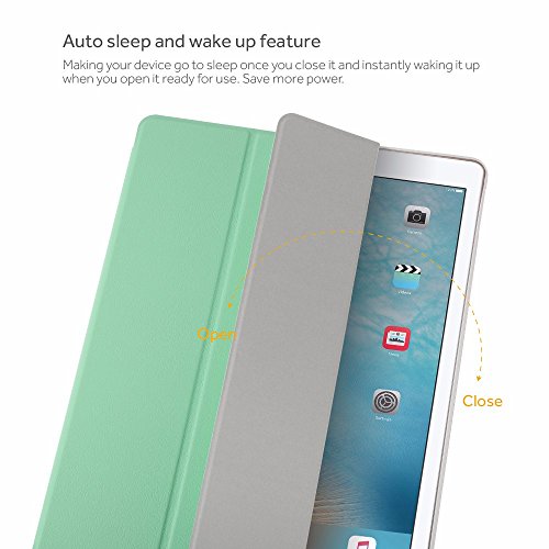 EasyAcc iPad Pro 12.9 2015 Hülle Case – mit Standfunktion und Automatischem Schlaf Funktion für iPad Pro 12.9 2015 (Modellnummer A1673 A1674 A1675) – Minze Grün, Kunstleder, Ultra Dünn - 3