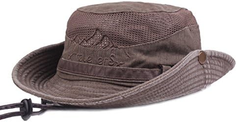 KeepSa Mens Summer Cotton Embroidery Visor Bucket Hats Fisherman Hat Outdoor Climbing Mesh Sunshade Cap