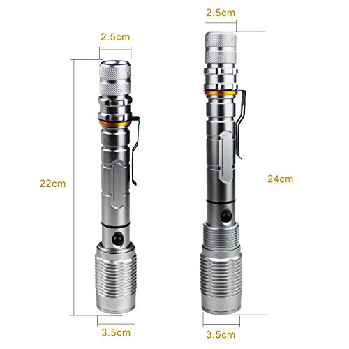 SUNSPEED 800 Lumen Zoomable & Wiederaufladbare LED Taschenlampe/5-Mode-Controllern/ IP65 Wasserdicht/2*18650 wiederaufladbare Batterie+Batterieladegerät+Auto-Ladegerät - 2