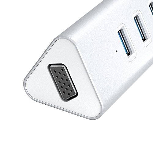 AUKEY USB C Hub Aluminium 4 Ports USB 3.0 und VGA Port (1080P Auflösung) Type C Hub mit 18cm Kabel für New Macbook,Macbook Pro 2016,Google ChromeBook Pixel 2015 (Sliver) - 2
