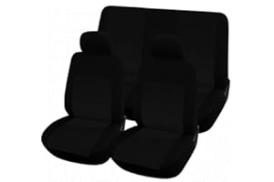Rebeca Shop® COPRISEDILI UNIVERSALI per Auto Kit Anteriore E Posteriore Vari colori Soft Confortevole Traspirante Protezione per Sedili Auto (Nero/Nero)