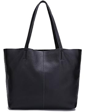Damero Damen Echtledertasche Handtasche Schultertasche Arbeitstasche Glattleder mit trennbarem Futter