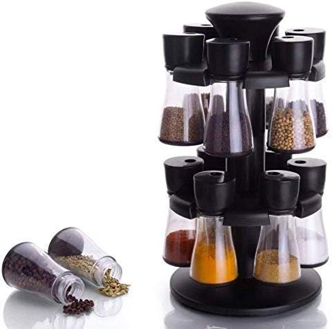 Shree Hari_Plastic Masala Box Spice Rack Revolving Storage Container jar | 12 Piece | Black
