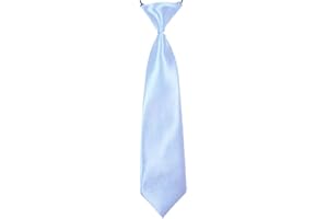 SUPGOD New Boys Pre-Tied Ties. Satin Plain Coloured Childrens Boys Ties. Elasticated. 22 Colours Available. Handmade. Wedding, School, Fashion *UK Seller*
