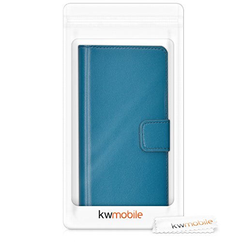 kwmobile Funda para bq Aquaris U Plus - Carcasa de  Cuero sint  tico  - Case con Tapa y  Tarjetero  en  Azul Oscuro 