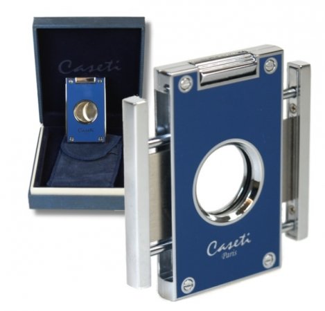 Caseti Paris Zigarrenschneider Lack blau inkl. Lifestyle-Ambiente Tastingbogen