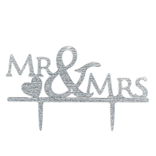 Oblique-Unique® Mr & Mrs Hochzeitstorte Topper Acryl Silber Glitzernd Kuchendeckel Hochzeit - 3
