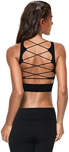 Byjia Women Yoga Sports Bra Straps Back Top Gym Workout Fitness Vest Elasticity Dance Running . Black . L