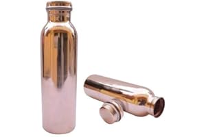 OSNICA Botella de agua de cobre puro para beneficios de salud ayurvédicos (sin juntas y a prueba de fugas) 600 ml, normal) JUEGO DE 2 PIEZAS