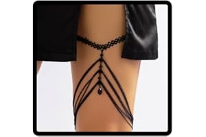 Cubahop Oro Nero Cristallo Orso Coscia Catena Metallo Gamba Catena Gioielli Accessori per Donne e Ragazze (Nero)