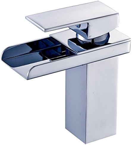 Bathroom Basin Taps Full copper waterfall basin faucet hot and cold taps washbasin wash basin faucet (with 60CM hose) (chrome paragraph) Sink Taps