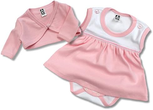 AM artmoda Newborn Baby Girl Body Dress and pink Bolero Size newborn