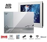 Soulaca Bathroom TV, Smart Mirror Waterproof TV 19inch with Wi-Fi, Integrated Speakers(FBA Android 9.0)