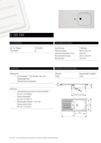 Rieber Einbauspüle E 86 RK weiß, 72010802 - 3