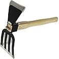 Garden Digging Hoe and Rake 2 in 1 Digging Hoe Garden Tools Small Hoe Garden Tool with Wooden Handle for Vegetable Flower Planting Soil Smoothing and Loosening Weeding Planting