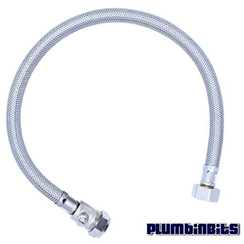 Connecteur flexible tressé BSP 15 mm x 1/2" avec valve isolante - 500 mm de long