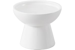 CEEFU Extra breiter, erhöhter Keramik-Katzen-Wassernapf, 15,7 cm tiefere Schale zur Linderung von Schnurrhaar, 12,7 cm Höhe für einfaches Füttern, blei- und cadmiumfrei, langlebige, Weiß
