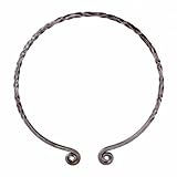  Geschmiedeter Torque / Halsring aus Eisene mit Spiral-Enden im Stil der Germanen und Kelten
