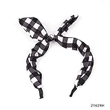 Dünner Haarreif mit lockerem Stoff und beweglicher Schleife in kariertem Muster