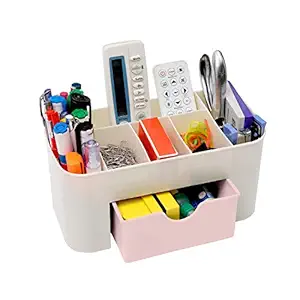 Phawta Multipurpose Office Desktop Table Organizer Storage Box Remote Marekers Pen Pencil Holder Cosmetic Makeup Stand, Multicolor