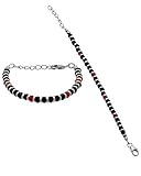 Silverwala 92.5-925 Sterling Silver Baby Bracelets kada Bangle Nazariya With Black Beads/crystal for baby boy and BABY girl