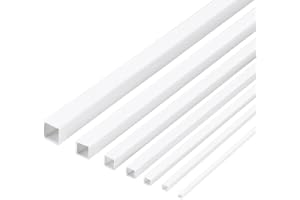 BENECREAT 48 Stück ABS Kunststoff Vierkantrohr 1.5/2.5/3/4/5/6.5/8.5mm Weiße ABS Kunststoffstäbe Hohle Vierkantstangen Für Den DIY Sandtisch Architekturmodellbau