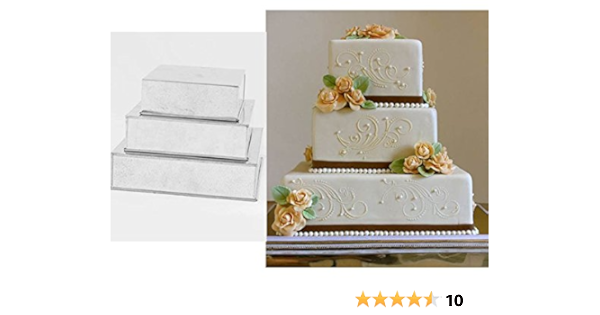 3 Tier Professional Heavy Duty Square Wedding Cake Tins 6 8 10 3 Deep Amazon Co Uk Home Kitchen