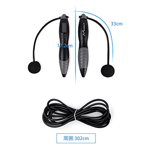 Mocent Springseil, verstellbar Kalorien Zähler Jump Springseile, Alarm Reminder Gewicht Rahmen Profi Springseil mit LCD-Display für Lady,Erwachsene,Kinder - 5