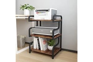 PUNCIA Supporto per Stampante a 3 Livelli Mobile Stampante Stampante Scaffal e per Stampante in Legno Armadio di Stoccaggio per Scanner Fax 55x40x84 CM per Ufficio e Casa (Marrone)