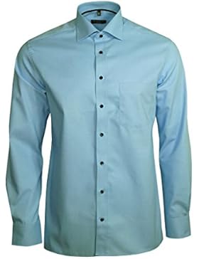 Eterna Herrenhemd Langarm Modern Fit Blau Businesshemd Büro Hemd Freizeit Hemden Bügelfrei Baumwolle M/39