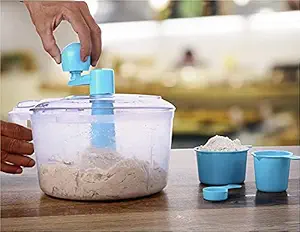 Replex Plastic 3 in 1 Dough Maker + Vegetable Cutter + Beater with 6 Attachments (3 Blades + 3 Measuring Cups ,Multicolor)