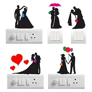Decopix Romatic Couple HeartsDecorative Sticker Combo Pack for Switch Panel Board, Laptop, Fridge - SM4080 (Vinyl, Multicolour - Set of 5)