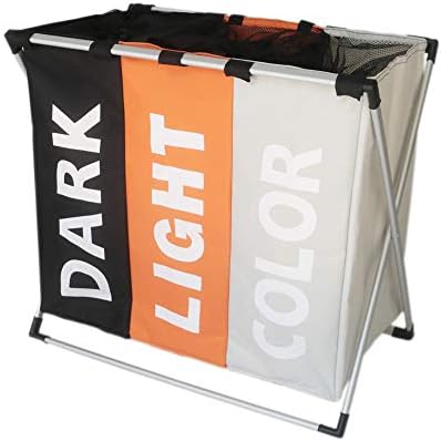 Lomas Laundry Hamper Sorter with Lid Closure – Foldable Double Hamper, Detachable Lid and Divider, Built-in Handles for Easy Transport,Cut Out Handles,Rectangular (three color)