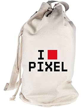 Shirtstreet24, I LOVE PIXEL 2, Gamer bedruckter Seesack Umhängetasche Schultertasche Beutel Bag