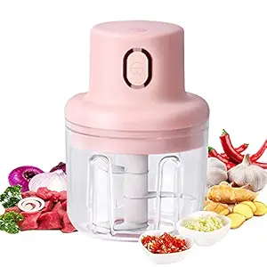 SATMPD Electric Mini Chopper with USB - Portable Small Food Processor for Garlic/Chili/Ginger/Onion ( Pink )