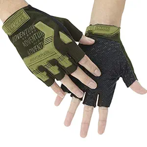 SR SUREADY Full Finger Off-Road Summer Riding Half Finger Cycling.Motorbike Riding Gloves Hard Case Anti-Slip Motorbike Gloves (Green1)