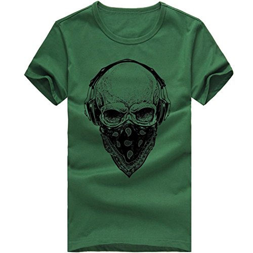Camiseta Hombres, ?? Manadlian Impresión tee Cuello Redondo Tops Camisa Ropa Hombre Deportiva 2018 Ofertas (Verde 1, CN:XXL)